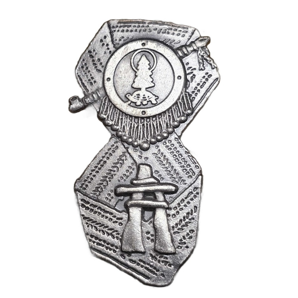 Indigenous Canada Inukshuk Turtle Wampum Shield Pewter Lapel Vest Hat Pin D30